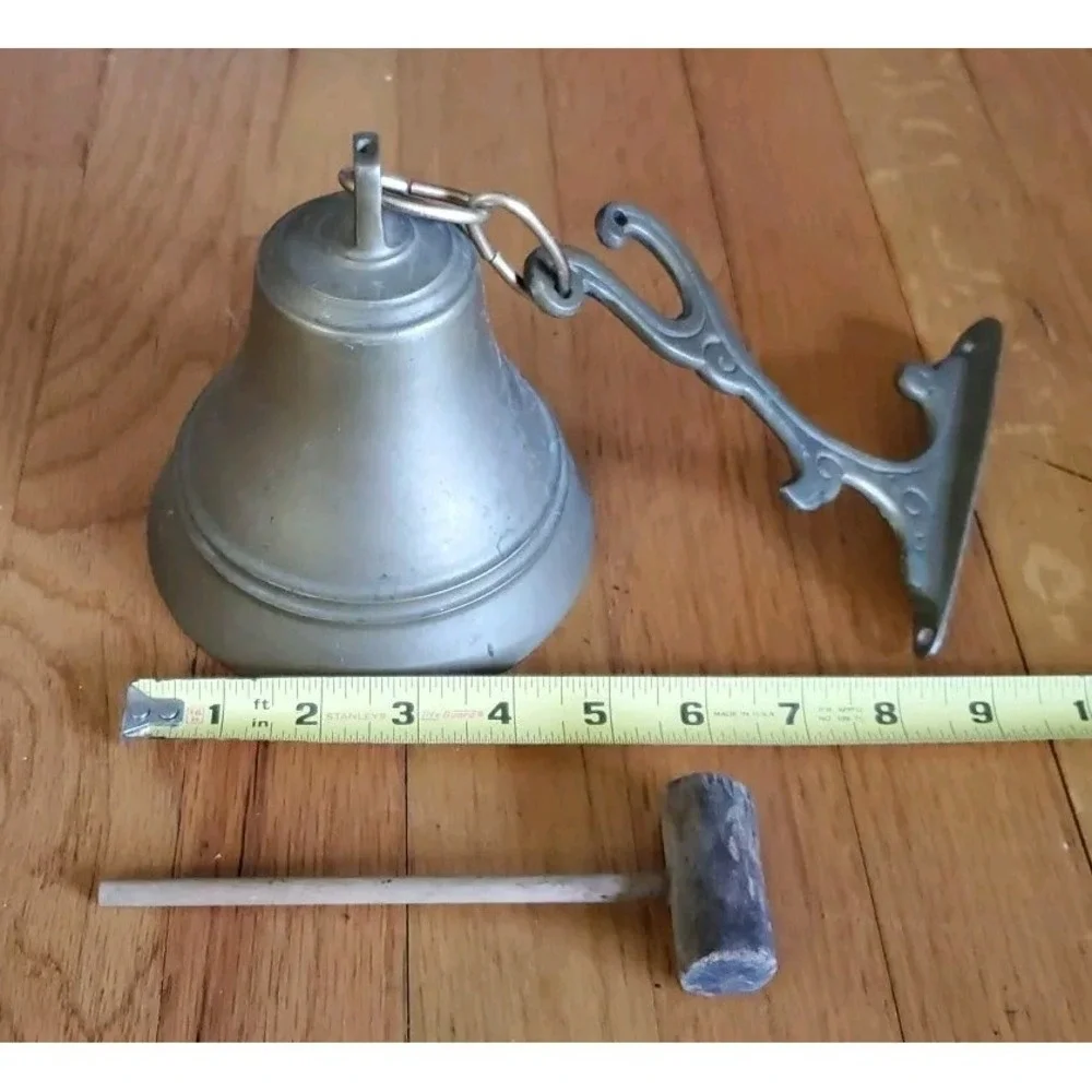 Vintage Solid Brass Hanging Bell with‎ Mallet
